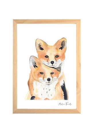 Aquarelle en cadre famille Renard - Marlene Fancelli Art famillerenard 12345123534