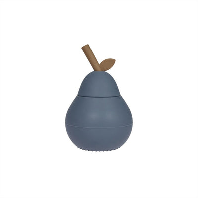 gobelet avec paille en silicone en forme de poire bleu - OYOY M107435 5712195068448