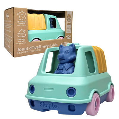 Mon premier Camion Poubelle Turquoise - LE JOUET SIMPLE P141.33