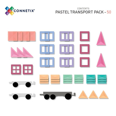 Pack transport pastel 50 pièces tuiles magnetiques - CONNETIX CT-P-00050-TR 850036293460