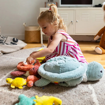 Peluche tortue GÉANTE Sauvenou maman et son bébé menthe Les Ptipotos - deglingos 73602 4895242702340