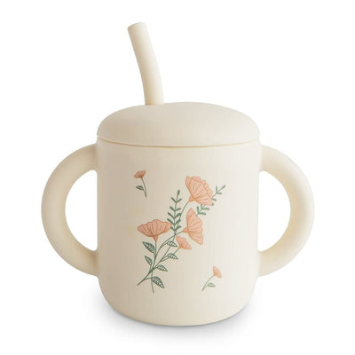 Tasse d'apprentissage avec paille pink flowers - MUSHIE 70.051.60