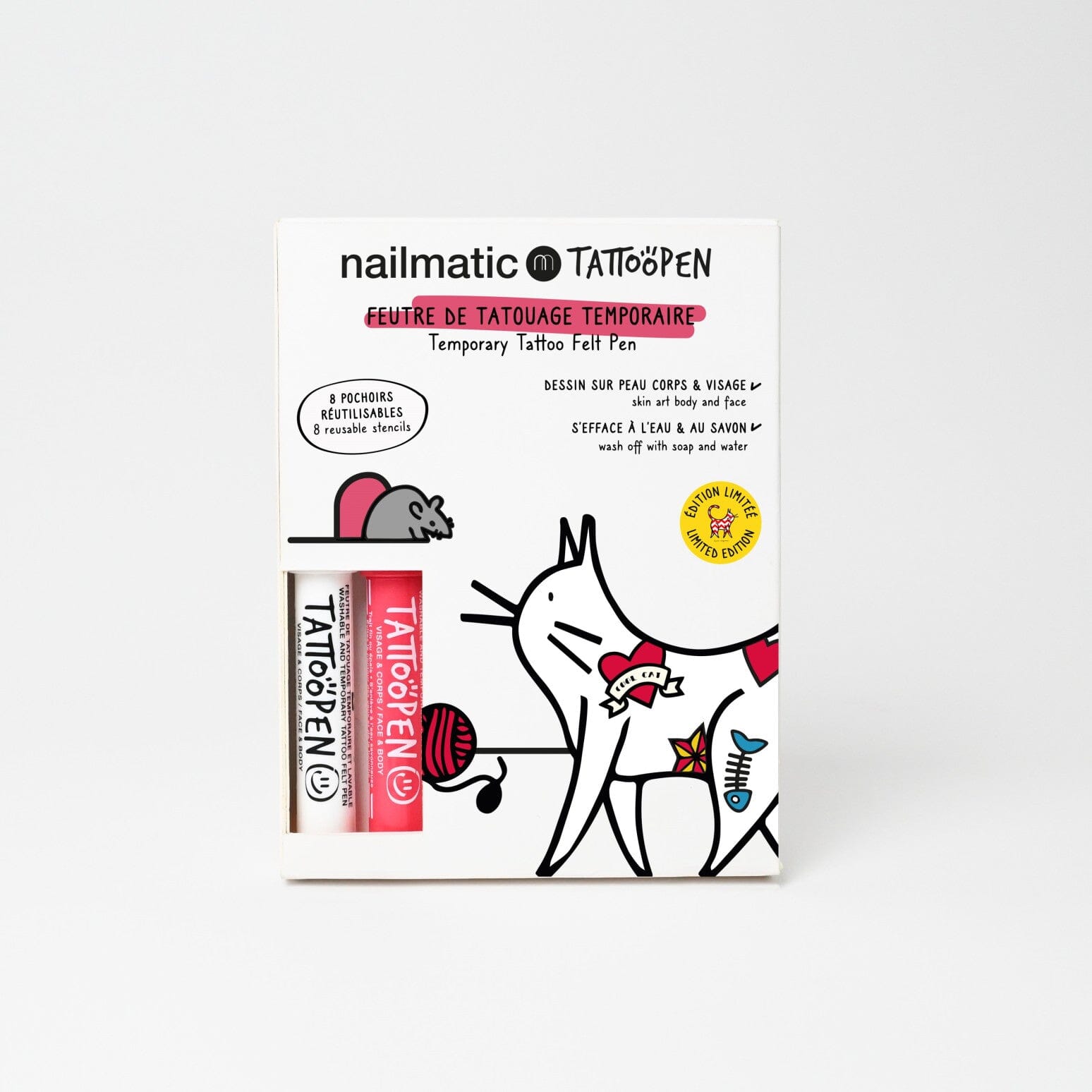 Coffret duo tattoopen le chat par ami imaginaire - Nailmatic 140TAMICAT 3760229900105