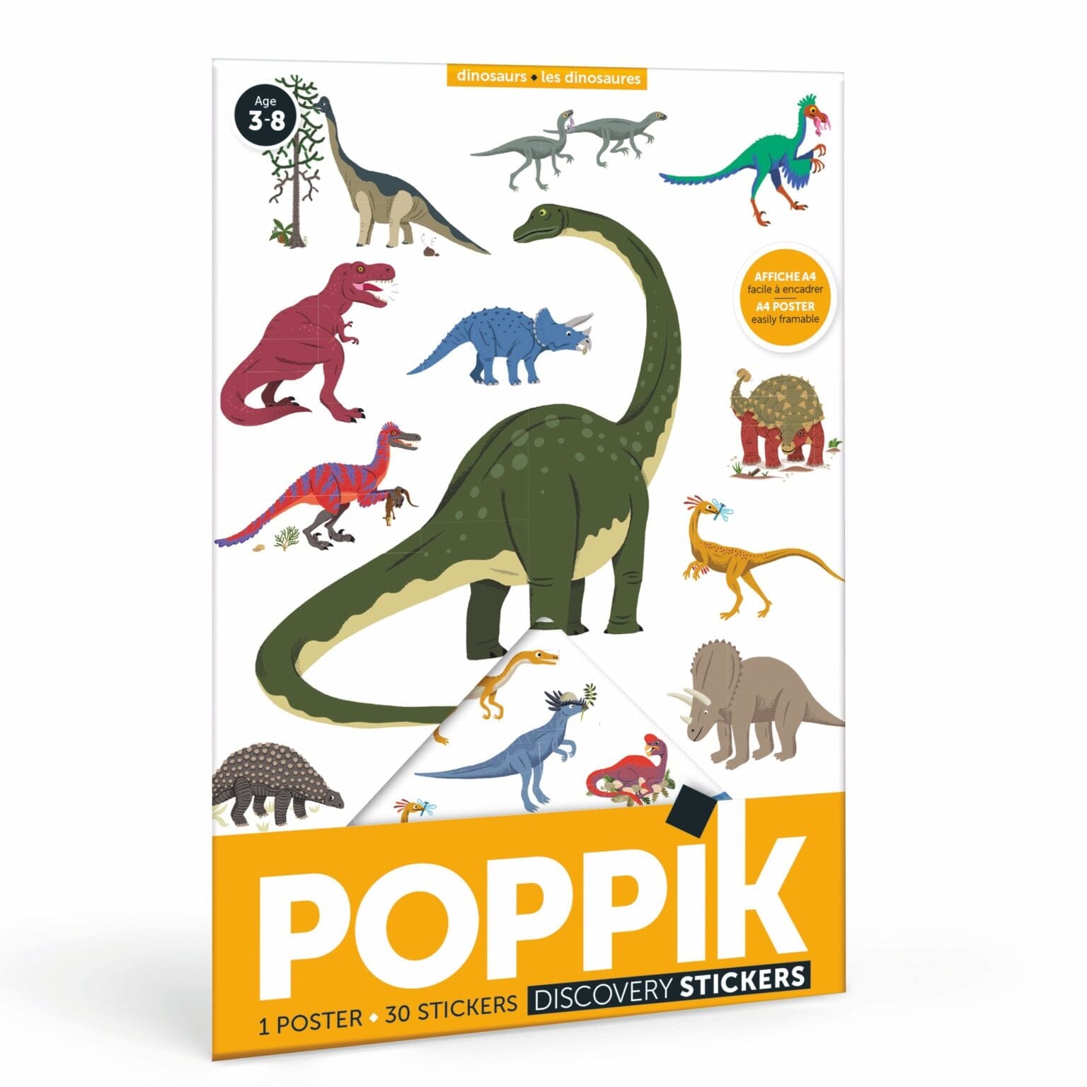 Mini poster + 26 stickers les dinosaures- poppik MIN003 3760262411224