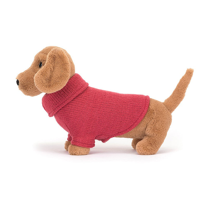 Peluche Otto Sausage dog avec pull rose - JELLYCAT s3sdp 670983136661